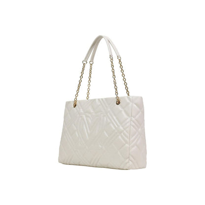 Handbag by Love Moschino for women in polyethylene & polurethane beige & gold features a refined silhouette, showcasing a secure , organized , and versatile handle for a refined finish.