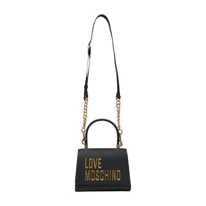 Handbag by Love Moschino for women in polyethylene & polurethane gold presents a ornamental silhouette, showcasing a secure flap, ample , and versatile handle for a ornamental finish.