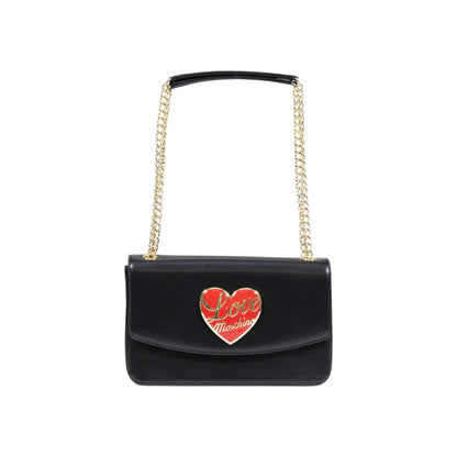 Crossbody Handbag by Love Moschino for women in polyethylene & polyurethane black & gold features a refined silhouette, showcasing a secure flap, organized , and versatile crossbody-strap for a refined finish.
