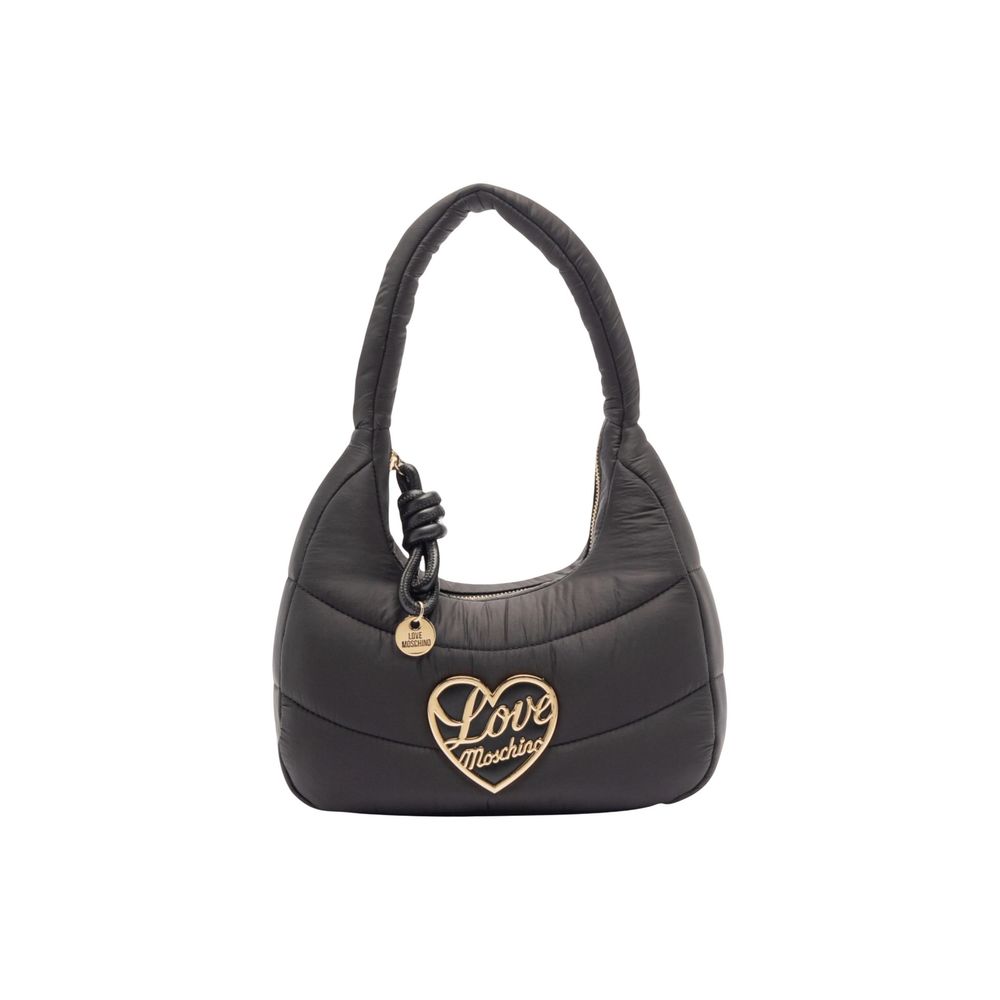 Handbag by Love Moschino for women in nylon polyurethane & metal black & gold presents a ornamental silhouette, showcasing a secure zipper, ample , and versatile handle for a ornamental finish.
