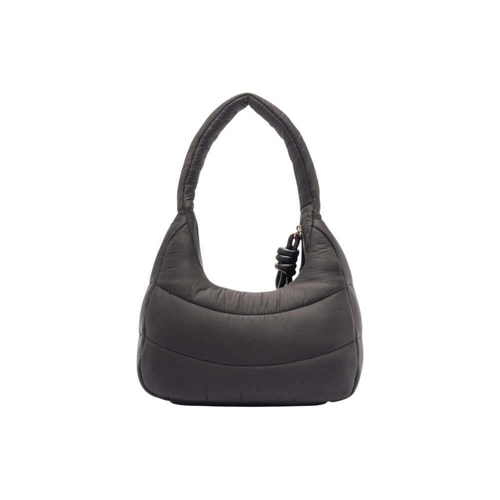 Handbag by Love Moschino for women in nylon polyurethane & metal black & gold features a ornamental silhouette, showcasing a secure zipper, ample , and ornamental handle for a sophisticated look.
