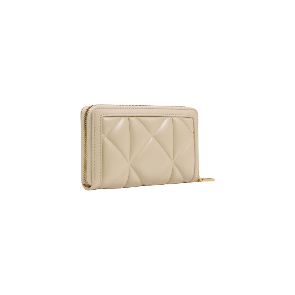 Wallet by Love Moschino for women in leather cream & gold features a streamlined silhouette, showcasing the streamlined Quilted Leather Wallet design with sophisticated eco-friendly for a premium look.