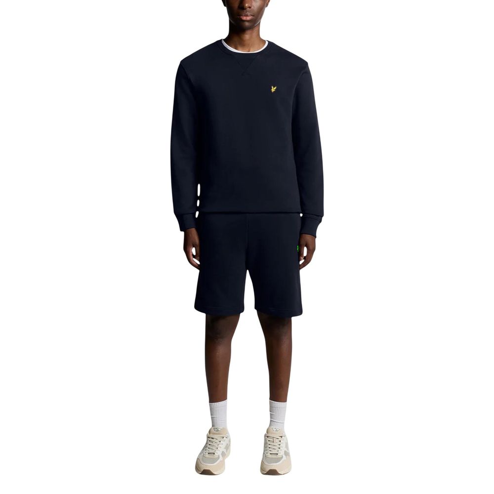 Activewear Sweatshirt by Lyle & Scott for men in cotton blue features an streamlined silhouette, showcasing the streamlined crew neckline and with functional for a premium, athletic look.