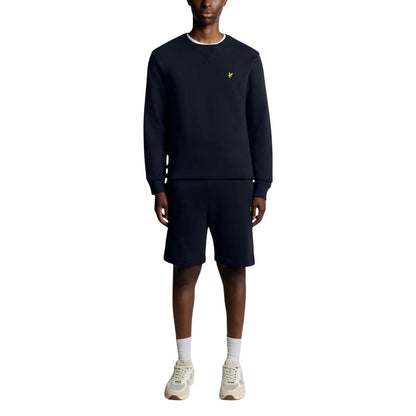 Activewear Sweatshirt by Lyle & Scott for men in cotton blue features an streamlined silhouette, showcasing the streamlined crew neckline and with functional for a premium, athletic look.