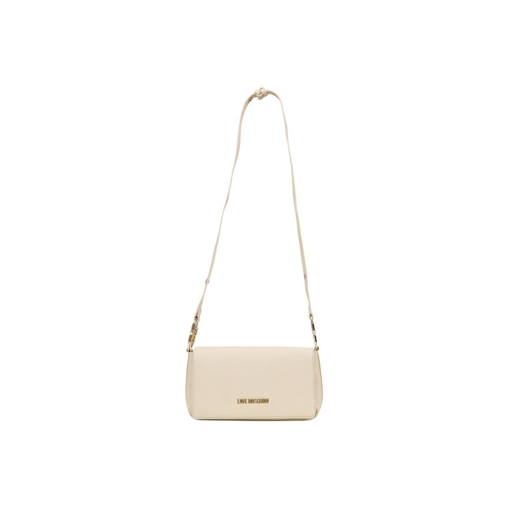 Shoulder Handbag by Love Moschino for women in polyethylene & polyurethane beige & gold features a ornamental silhouette, showcasing a secure , ample , and ornamental shoulder-strap & adjustable-strap for a sophisticated look.
