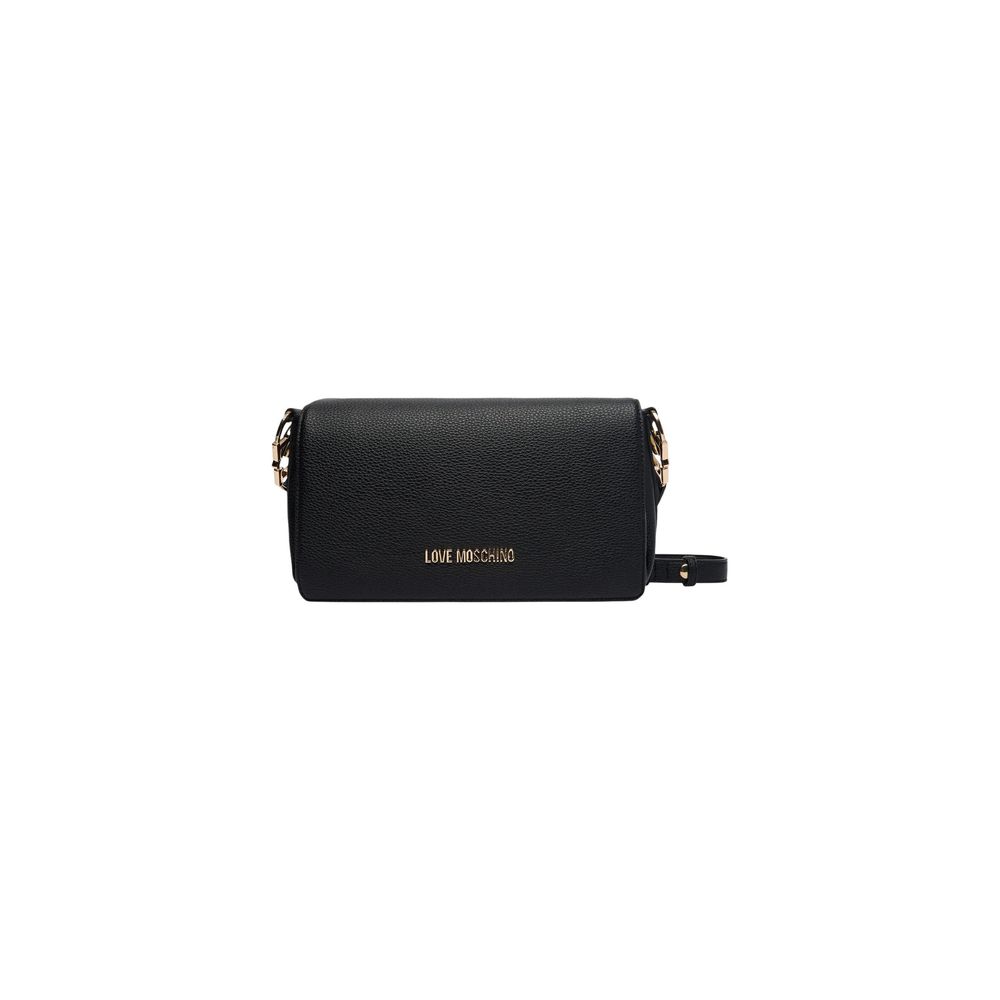 This Shoulder Handbag by Love Moschino for women in polyethylene & polyurethane and black & gold presents a sculptural silhouette featuring a secure , ample , and versatile shoulder-strap & adjustable-strap for a sculptural finish.
