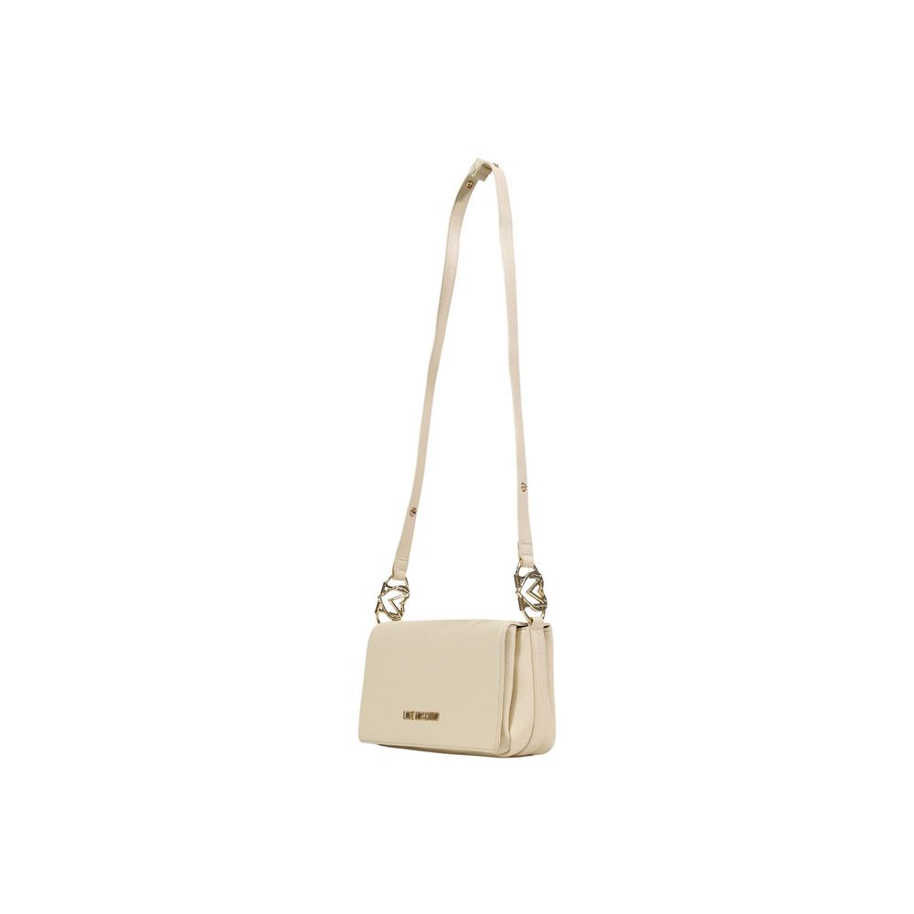 Shoulder Handbag by Love Moschino for women in polyethylene & polyurethane beige & gold features an refined silhouette, showcasing a secure , ample , and versatile shoulder-strap & adjustable-strap for a sophisticated refined aesthetic.