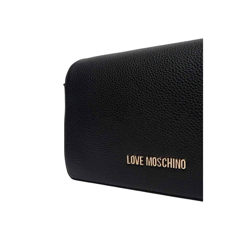 Shoulder Handbag by Love Moschino for women in polyethylene & polyurethane black & gold features a ornamental silhouette, showcasing a secure , ample , and ornamental shoulder-strap & adjustable-strap for a sophisticated look.