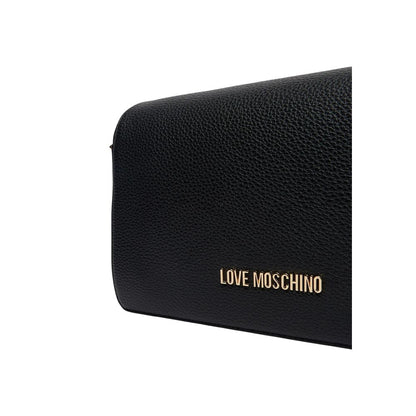 Shoulder Handbag by Love Moschino for women in polyethylene & polyurethane black & gold features a ornamental silhouette, showcasing a secure , ample , and ornamental shoulder-strap & adjustable-strap for a sophisticated look.