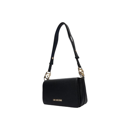 Shoulder Handbag by Love Moschino for women in polyethylene & polyurethane black & gold features a refined silhouette, showcasing a secure , organized , and versatile shoulder-strap & adjustable-strap for a refined finish.