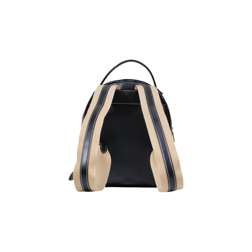 Backpack by Love Moschino for women in polyethylene & polurethane black & gold showcases an architectural Polyethylene & Polurethane Backpack design, featuring a secure zipper, ample , and architectural backpack-strap & adjustable-strap for a sophisticated look.