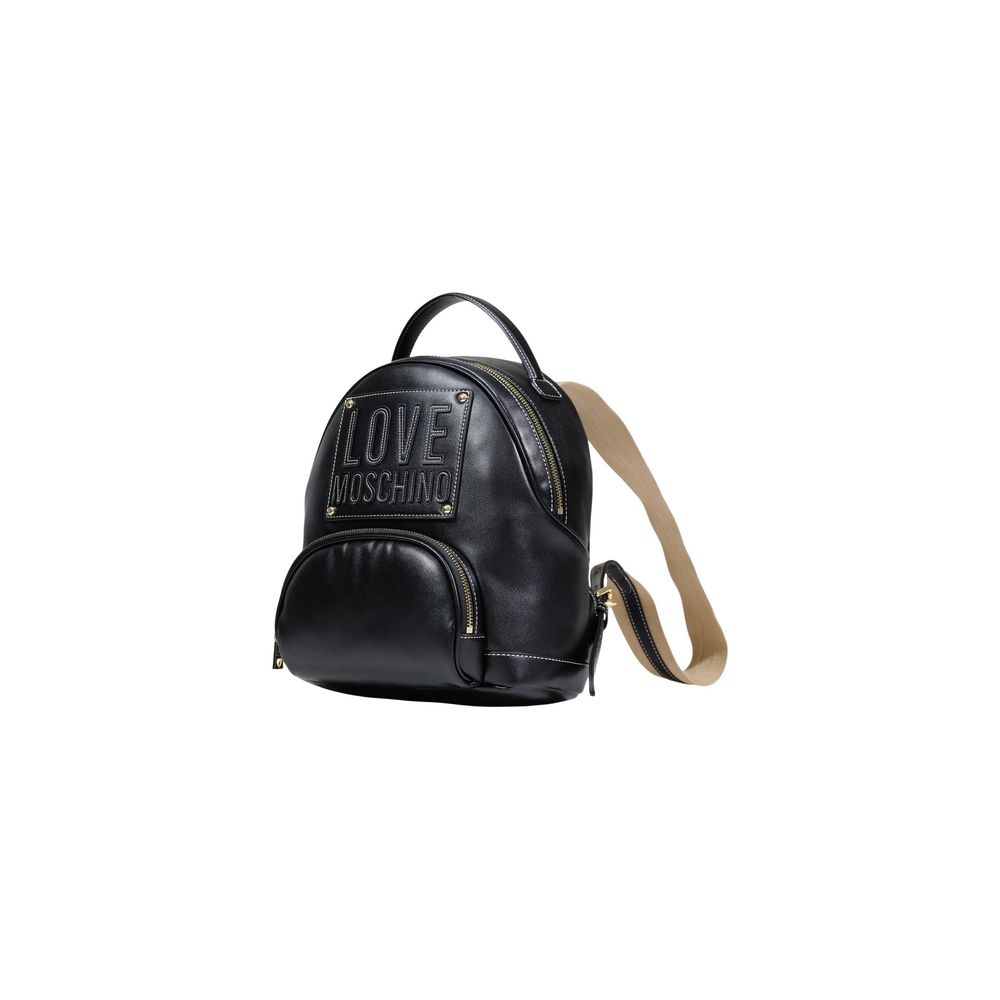 Backpack by Love Moschino for women in polyethylene & polurethane black & gold features an stately silhouette from the Polyethylene & Polurethane Backpack range, with a secure zipper, ample , and versatile backpack-strap & adjustable-strap.