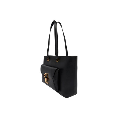 Shopper Handbag by Love Moschino for women in polyethylene & polyurethane black & gold presents a ornamental silhouette, showcasing a secure flap & magnetic, ample , and versatile handle for a ornamental finish.