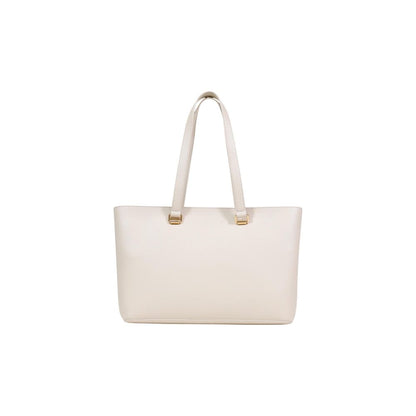 Shopper Handbag by Love Moschino for women in polyethylene & polyurethane beige & gold features a refined silhouette, showcasing a secure flap & magnetic, organized , and versatile handle for a refined finish.