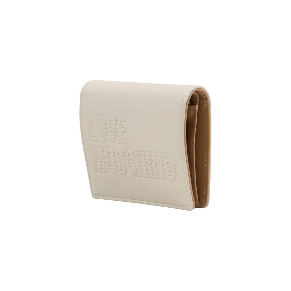 Wallet by Love Moschino for women in polyethylene & polyurethane beige features a streamlined silhouette, showcasing the streamlined Polyethylene & Polyurethane Wallet design with sophisticated compact-design for a premium look.