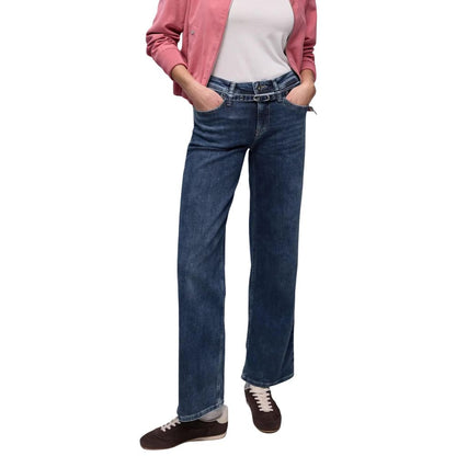 Jeans by Street One for women in stretch denim cotton blue features an sartorial relaxed-fit & wide and long with a mid rise cut for a sartorial finish.