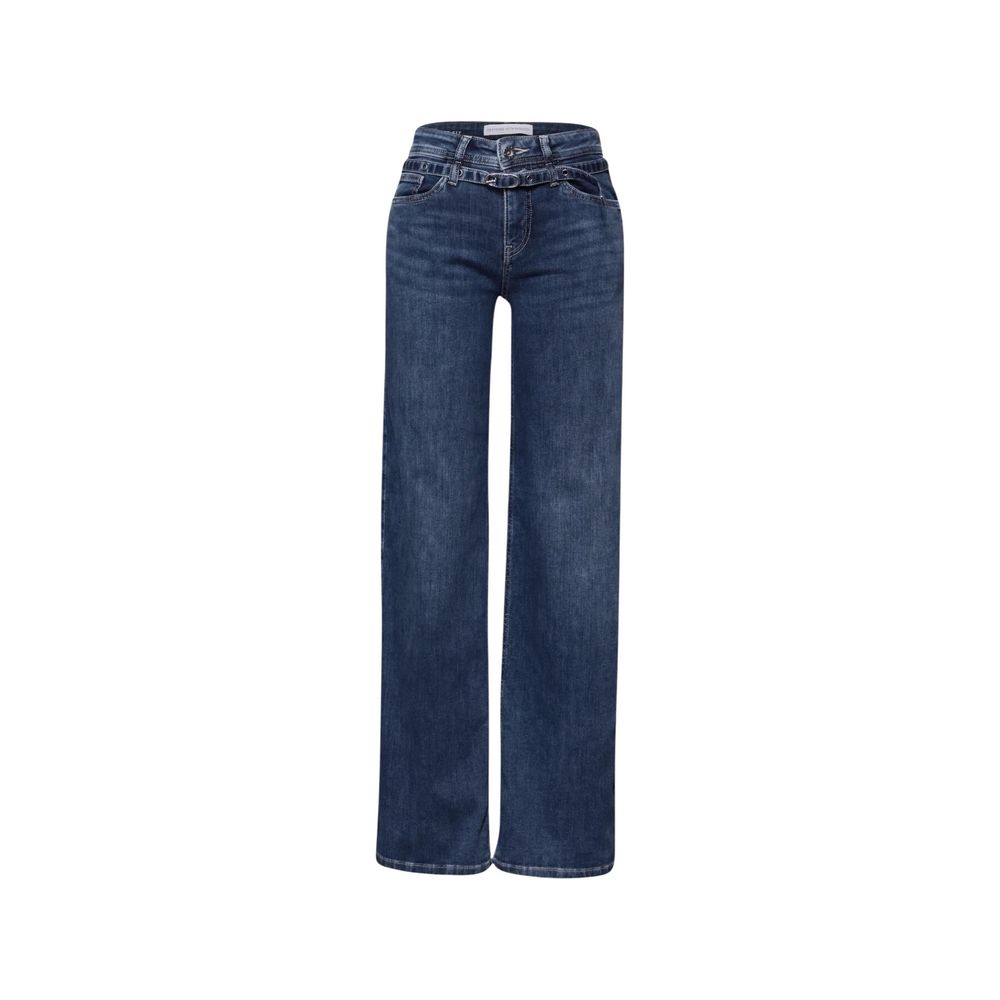 Jeans by Street One for women in stretch denim cotton blue features an sophisticated mid rise and relaxed-fit & wide with a precise long, creating a sophisticated and sophisticated silhouette.