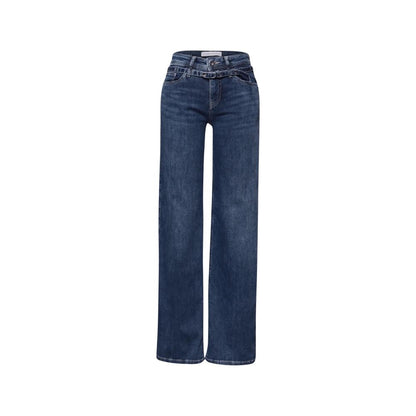 Jeans by Street One for women in stretch denim cotton blue features an sophisticated mid rise and relaxed-fit & wide with a precise long, creating a sophisticated and sophisticated silhouette.