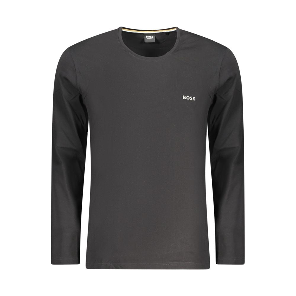 T-Shirt by Hugo Boss for men in stretch cotton black features a plush silhouette, showcasing a sophisticated and long-sleeve for a truly plush finish.