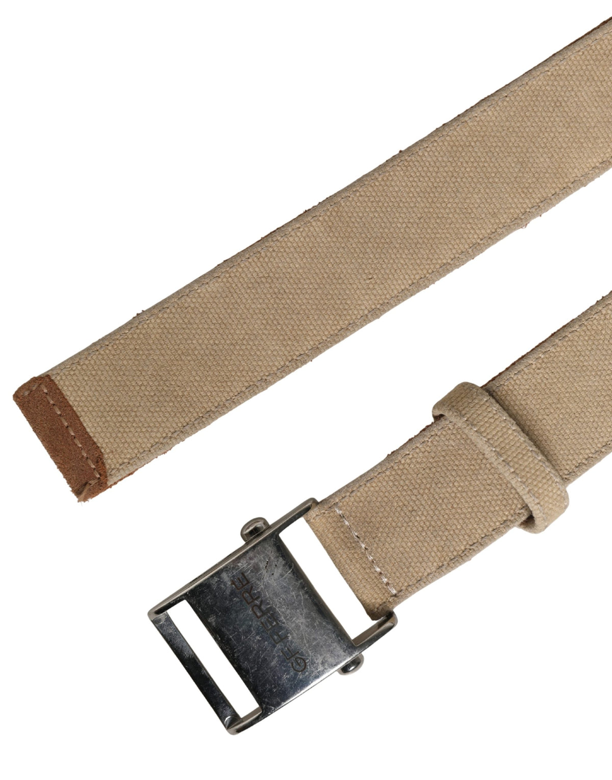 GF Ferre Canvas & Metal Belt - Beige Silver