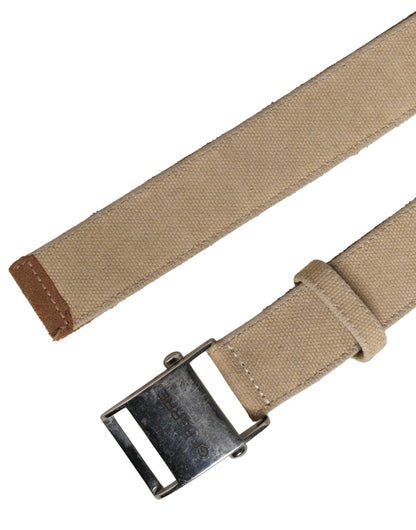 GF Ferre Canvas & Metal Belt - Beige Silver