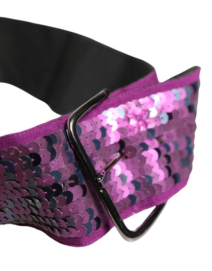 GF Ferre Polyester & Viscose Belt - Purple Silver