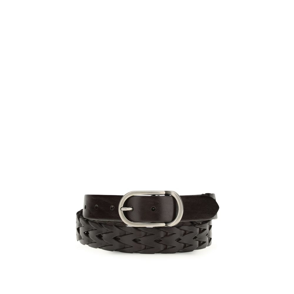 Brunello Cucinelli Black Calf Leather Bos Taurus Belt
