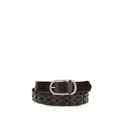 Brunello Cucinelli Black Calf Leather Bos Taurus Belt