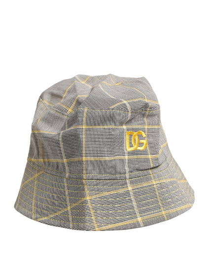Dolce & Gabbana Polyester & Virgin Wool Bucket Hat - Gray Patterned Checkered