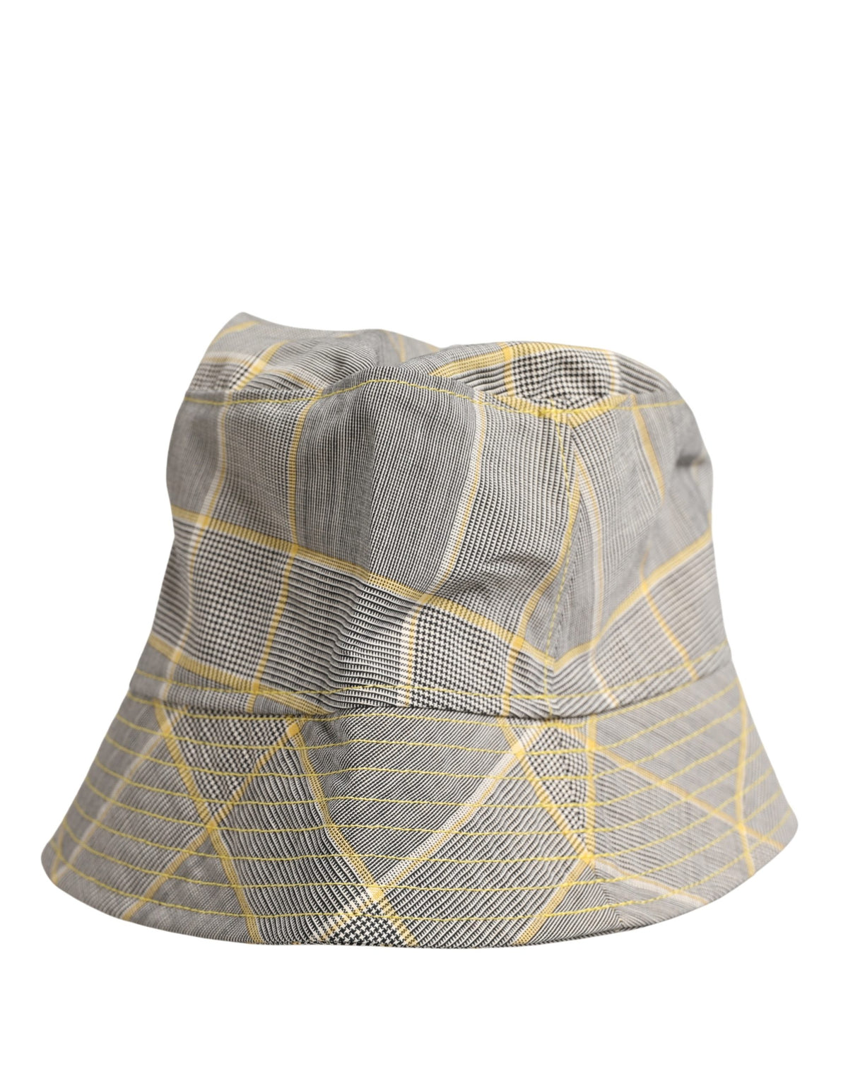Dolce & Gabbana Polyester & Virgin Wool Bucket Hat - Gray Patterned Checkered