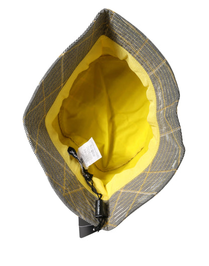 Dolce & Gabbana Polyester & Virgin Wool Bucket Hat - Gray Patterned Checkered