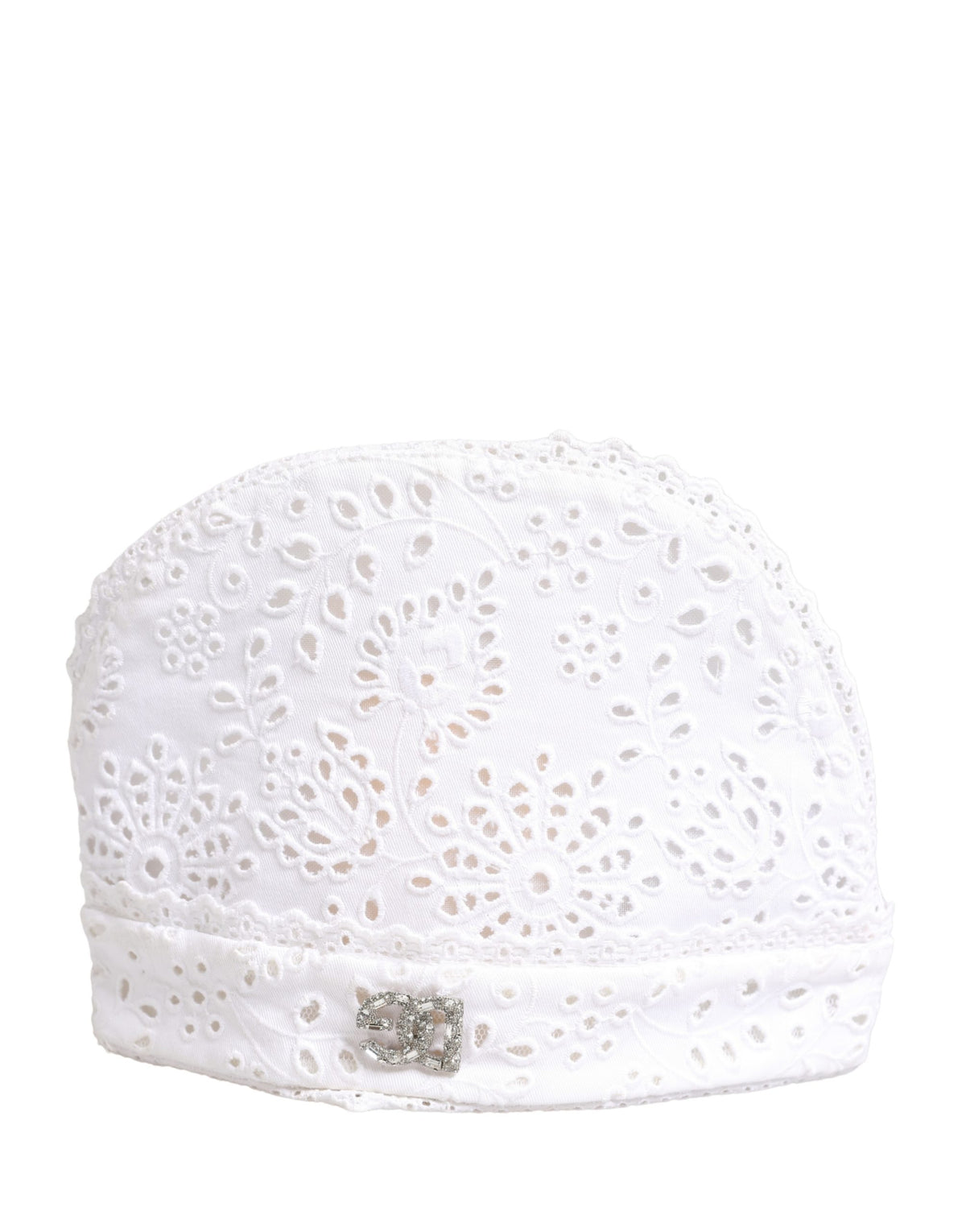 Dolce & Gabbana Cotton Polyester Viscose & Crystal Hat - White Signature