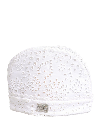 Dolce & Gabbana Cotton Polyester Viscose & Crystal Hat - White Signature