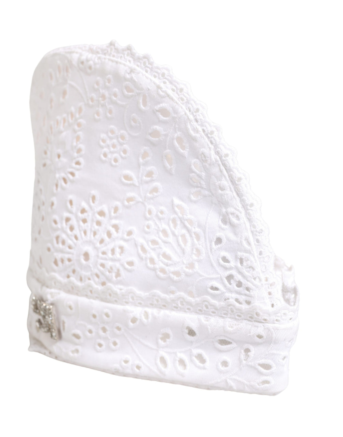 Dolce & Gabbana Cotton Polyester Viscose & Crystal Hat - White Signature