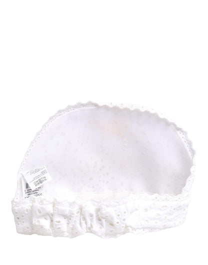 Dolce & Gabbana Cotton Polyester Viscose & Crystal Hat - White Signature