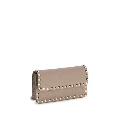 Cardholder Wallet by Valentino Garavani for women in bos taurus calfskin leather beige & signature presents a refined silhouette, artfully capturing the essence of the Rockstud Bos Taurus Calfskin Leather Cardholder Wallet design with sophisticated card-organization compact-design for a refined look.