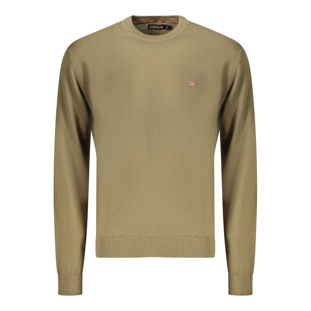 Sweater by Napapijri for men in cotton green showcases a downtown chic silhouette, artfully finished with a downtown chic crew neckline and for a sophisticated, high-end look.