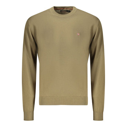 Sweater by Napapijri for men in cotton green showcases a downtown chic silhouette, artfully finished with a downtown chic crew neckline and for a sophisticated, high-end look.