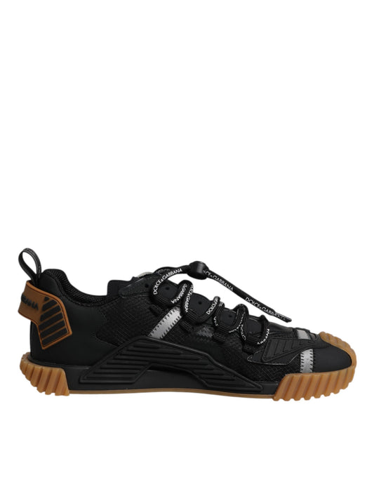 Dolce & Gabbana Men's Low Top PVC Polyurethane Calf Leather & Cotton Sneakers - Black Brown Signature