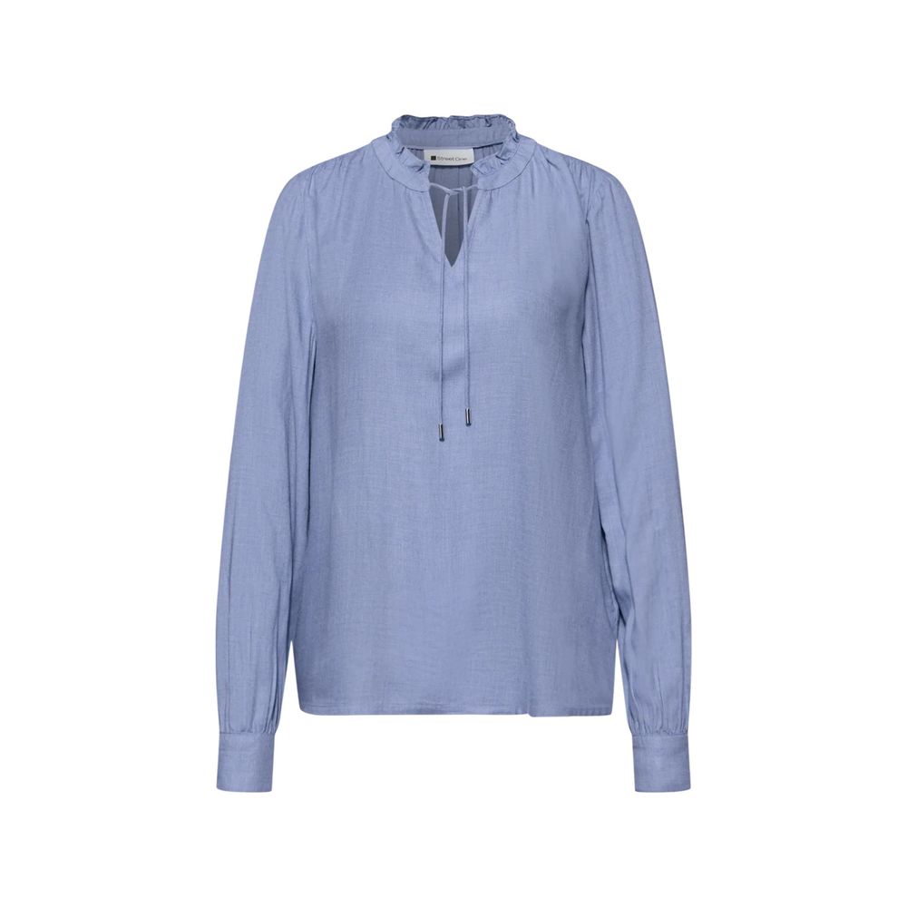 Shirt by Street One for women in viscose light-blue features an polished silhouette, showcasing a sophisticated v-neck neckline and detail for a truly polished finish.