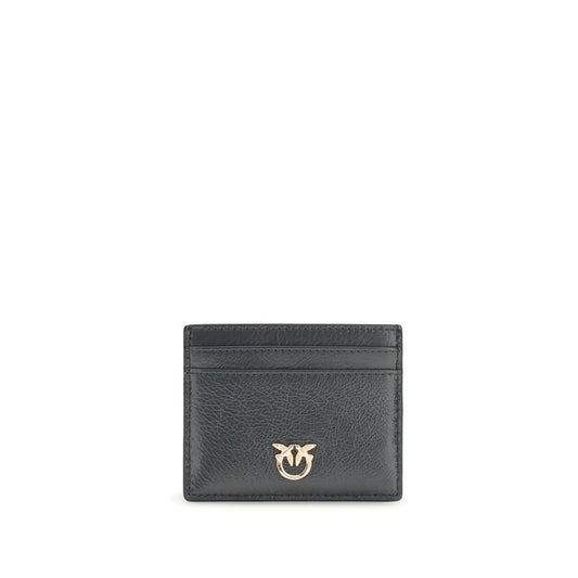 PINKO Love Birds Bos Taurus Calf Leather Cardholder Wallet - Gray