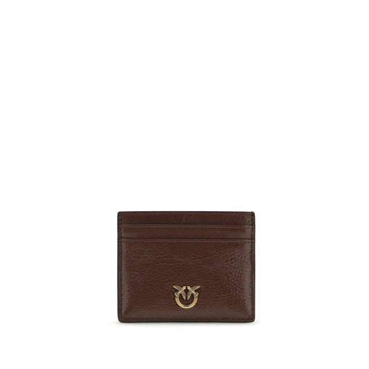 PINKO Love Birds Bos Taurus Calf Leather Cardholder Wallet - Bordeaux