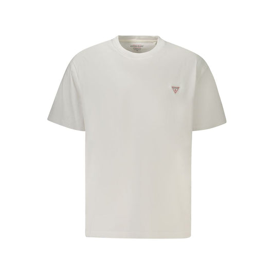 T-Shirt by Guess Jeans for men in organic cotton white showcases a fashionable silhouette, elegantly detailed with a fashionable short-sleeve and crew neckline for a sophisticated, high-fashion look.