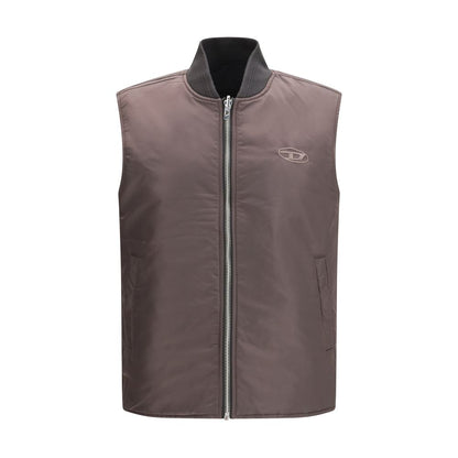 Diesel Brown Polyamide Sleveless Jacket