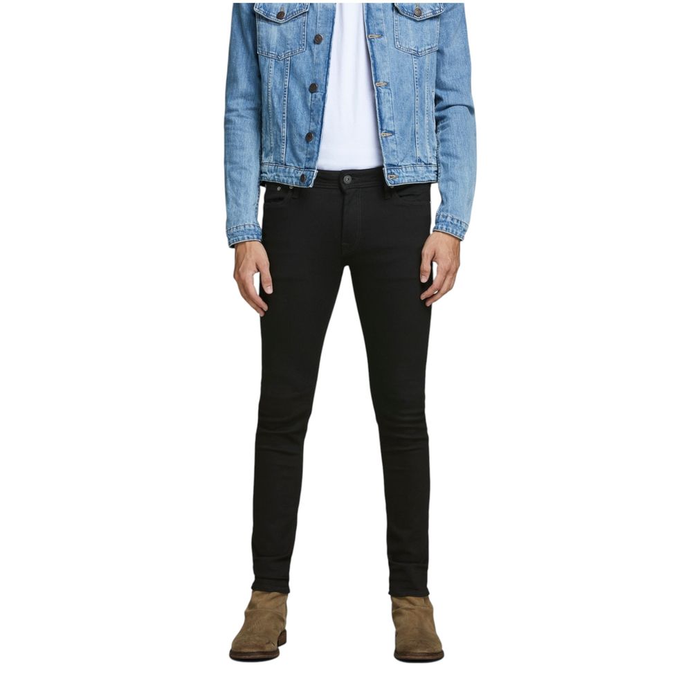Jeans by Jack Jones for men in denim cotton black features an sophisticated and skinny with a precise long, creating a sophisticated and sophisticated silhouette.