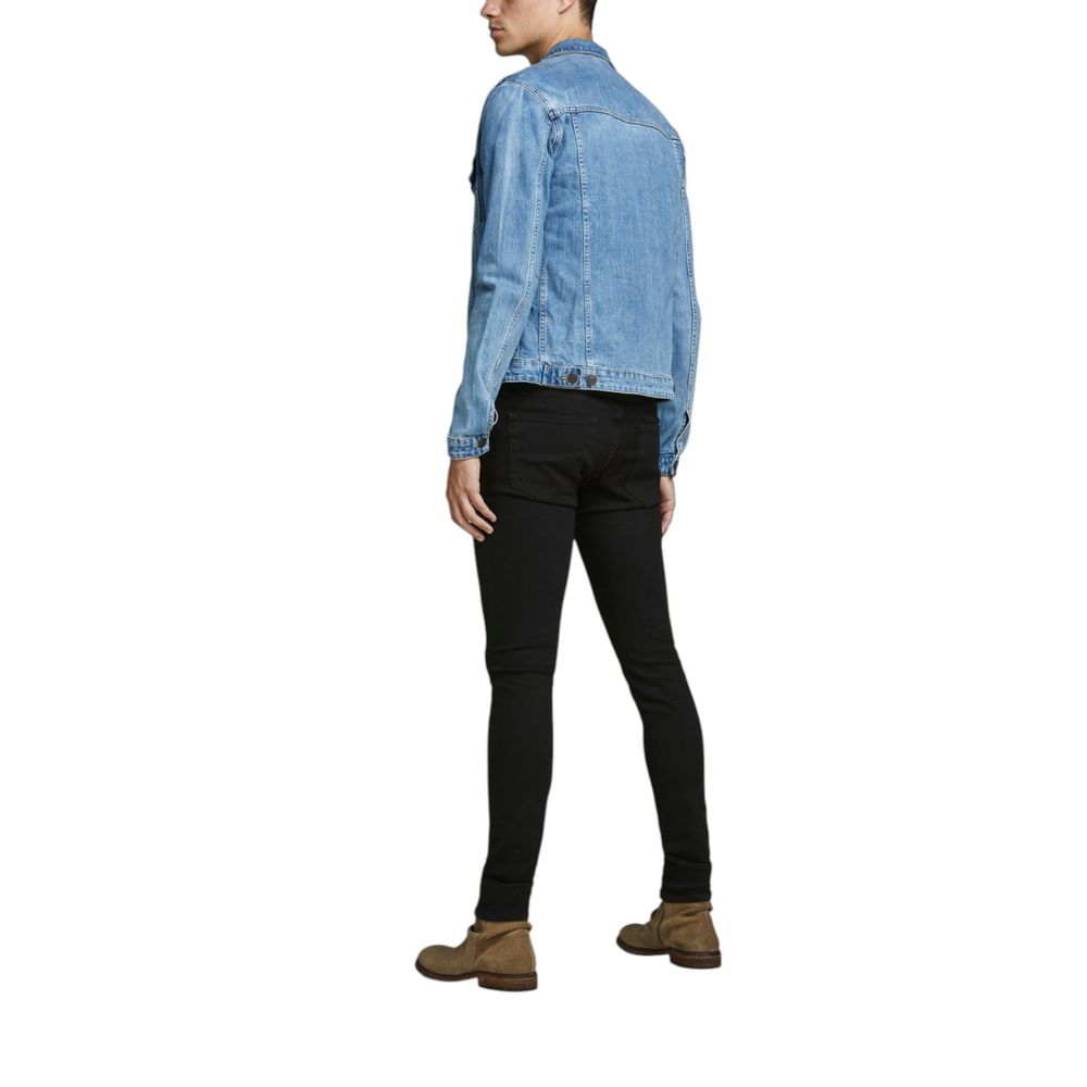Jeans by Jack Jones for men in denim cotton black presents a tailored silhouette, showcasing a tailored skinny and long cut with a refined for a truly tailored aesthetic.