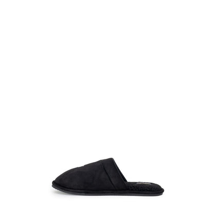Slippers by Ralph Lauren for men in polyester black features an effortlessly elegant silhouette, showcasing the Men's Polyester Slippers design with an effortlessly elegant and a for a effortlessly elegant look.