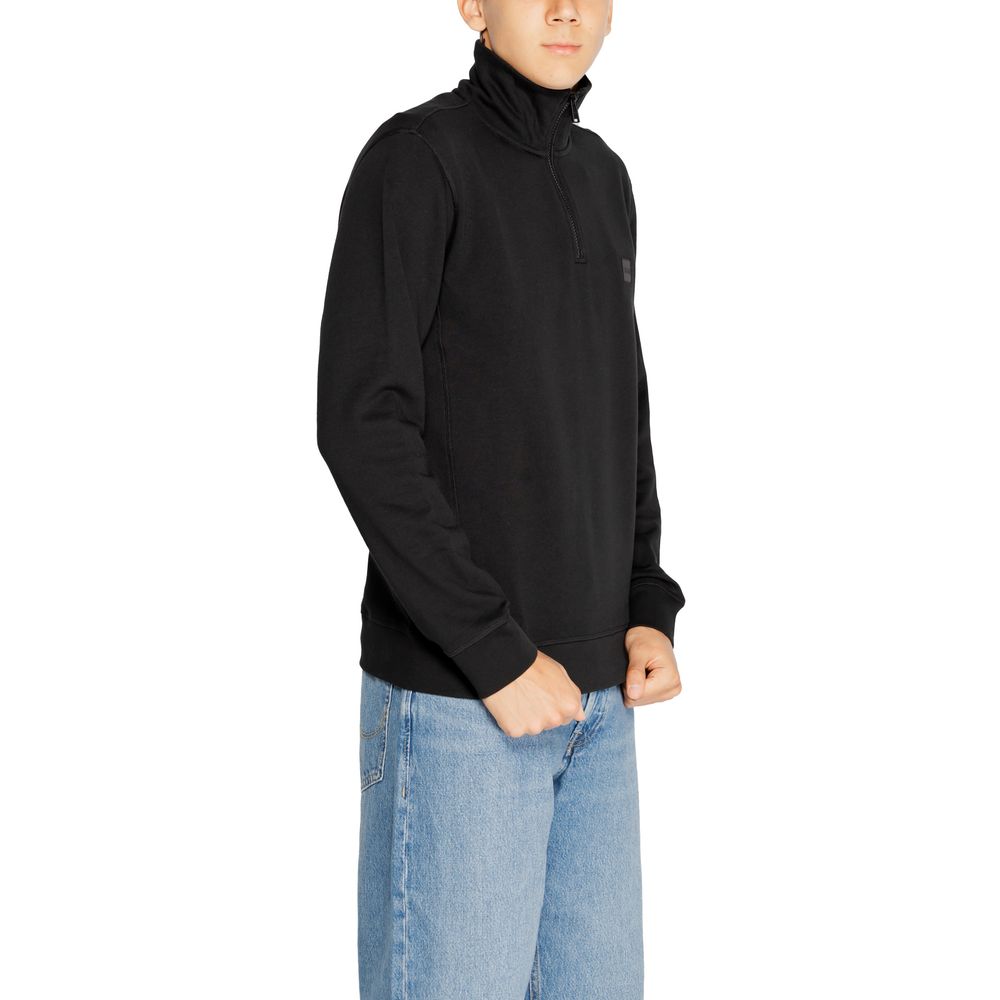Activewear Sweatshirt by Hugo Boss for men in cotton black presents a ergonomic silhouette, showcasing a sophisticated and detailed with premium for a ergonomic finish.