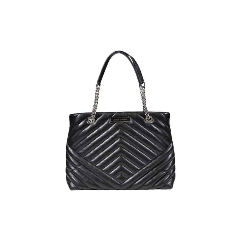 This Handbag by Armani Exchange for women in polyester faux leather and black presents a sculptural silhouette featuring a secure , ample , and versatile handle for a sculptural finish.