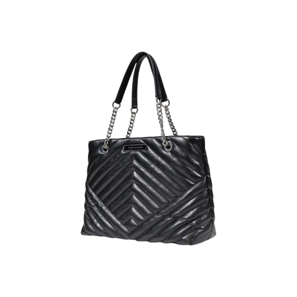 Handbag by Armani Exchange for women in polyester faux leather black features an refined silhouette, showcasing a secure , ample , and versatile handle for a sophisticated refined aesthetic.